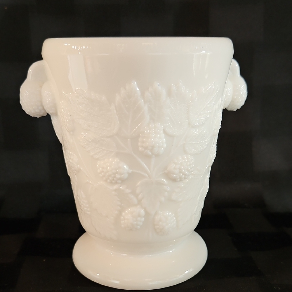Westmoreland Milk Glass Footed Spooner in Raised Blackberry Pattern